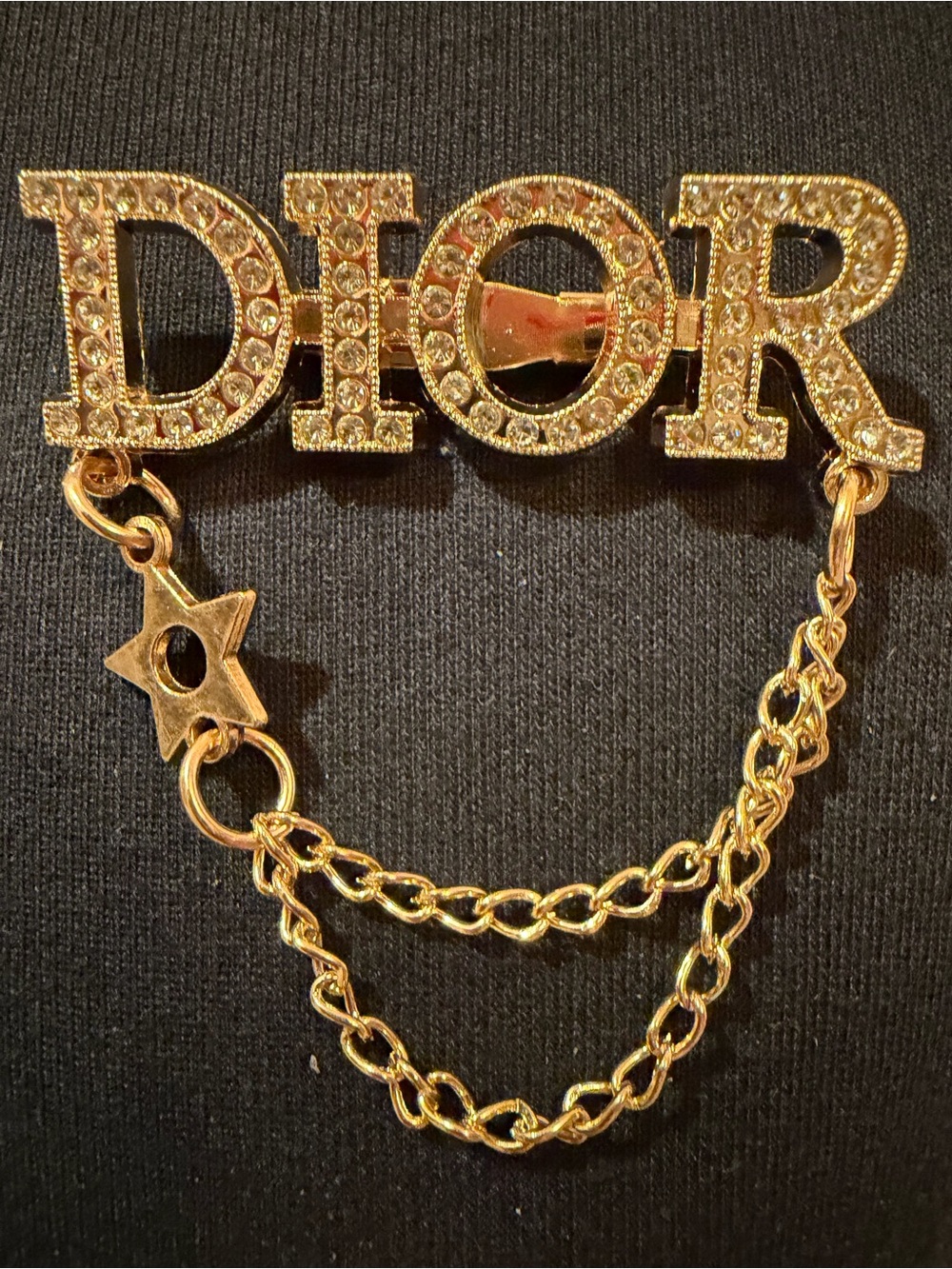 Gold DIOR Brooch jewelry Crystal Double Chain Star Charm luxury lapel pin bag